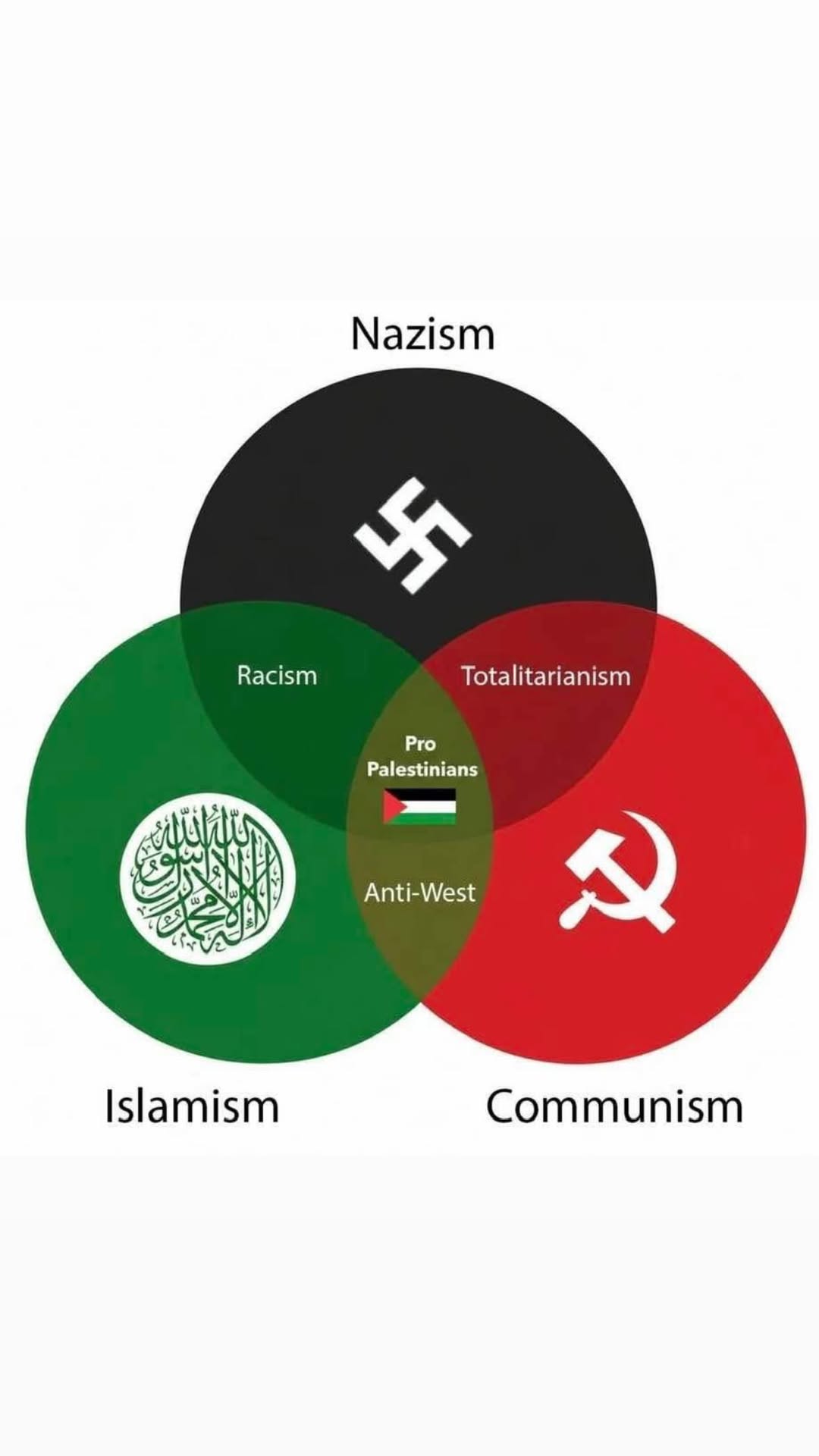 Nazism * Racism Totalitarianism Pro Palestinians Anti-West Islamism Communism