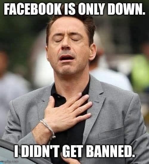 FACEBOOK IS ONLY DOWN. IDIDN'T GET BANNED. mollip.com