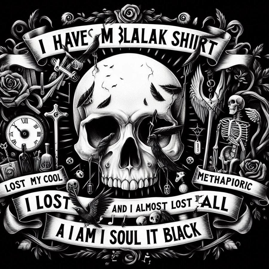 I HAVES M BLALAK SHIRT LOST MY COOL I LOST METHAPIORIC AND I ALMOST LOST ALL A IAM I SOUL IT BLACK
