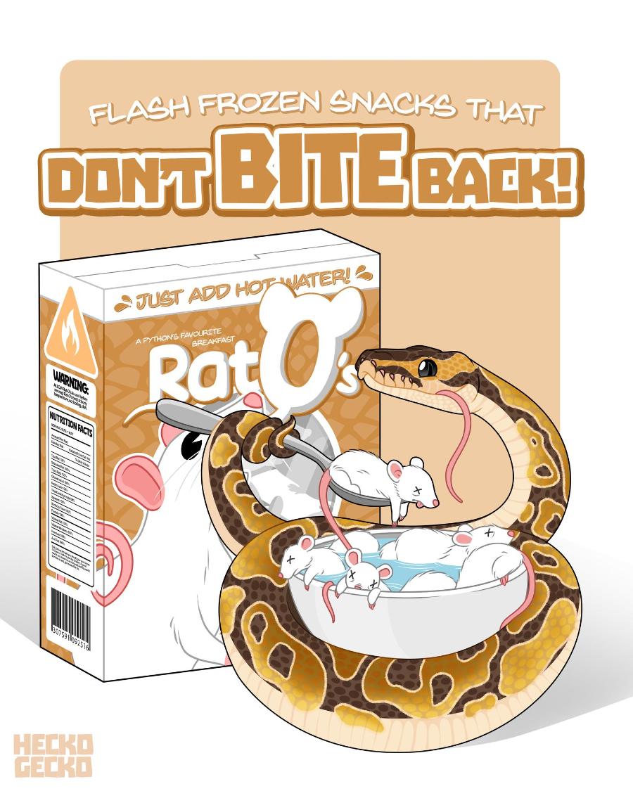 FLASH FROZEN SNACKS THAT DINT BITE BAEK! WARNING. NUTRITION FACTS) & JUST ADD HOT MATER!C A PYTHON'S FAVOURITE Rati 13075911092516