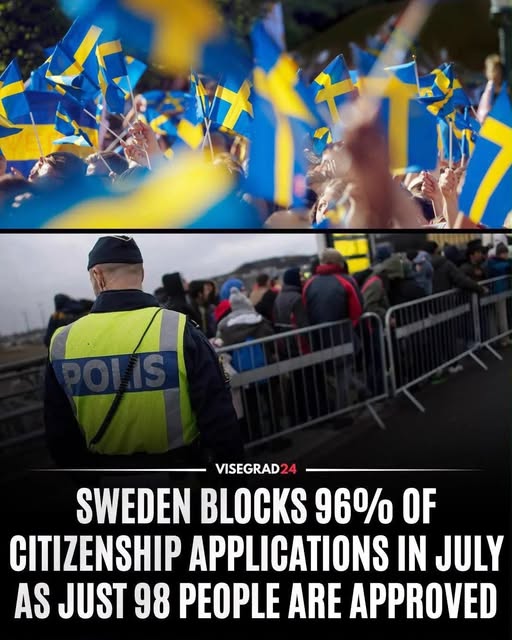 POLIS VISEGRAD24 SWEDEN BLOCKS 96% OF CITIZENSHIP APPLICATIONS IN JULY AS JUST 98 PEOPLE ARE APPROVED