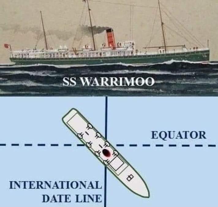 SS WARRIMOO EQUATOR INTERNATIONAL DATE LINE