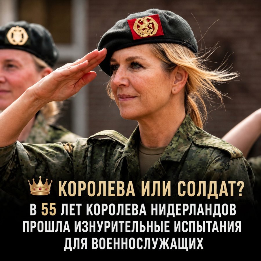 КОРОЛЕВА ИЛИ СОЛДАТ? В 55 ЛЕТ КОРОЛЕВА НИДЕРЛАНДОВ ПРОШЛА ИЗНУРИТЕЛЬНЫЕ ИСПЫТАНИЯ ДЛЯ ВОЕННОСЛУЖАЩИХ