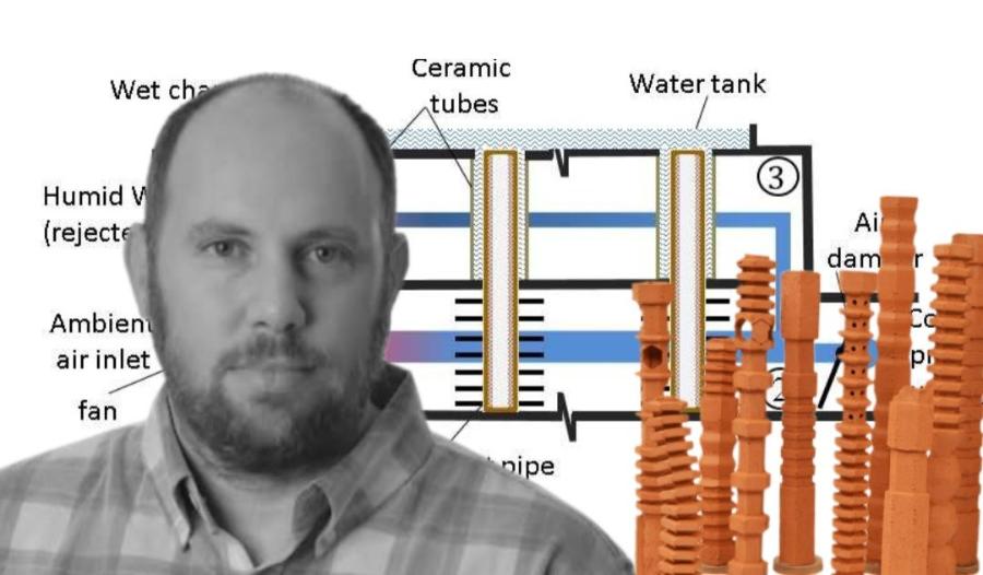 Wet cha Ceramic tubes Water tank 3 Humid V (rejecte Ambienı air inlet fan pipe Ail dam
