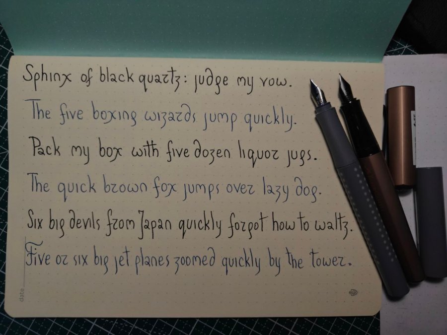 Sphing of black quaztz: judge my row. The five boxing wizards jump quickly. Pack my box with five dozen liquoz jugs. The quick brown fox jumps over lazy dog. Six big denis fom lapan quickly forpot how to waltz. Five oz six big jet planes zoomed quickly by the tower. date