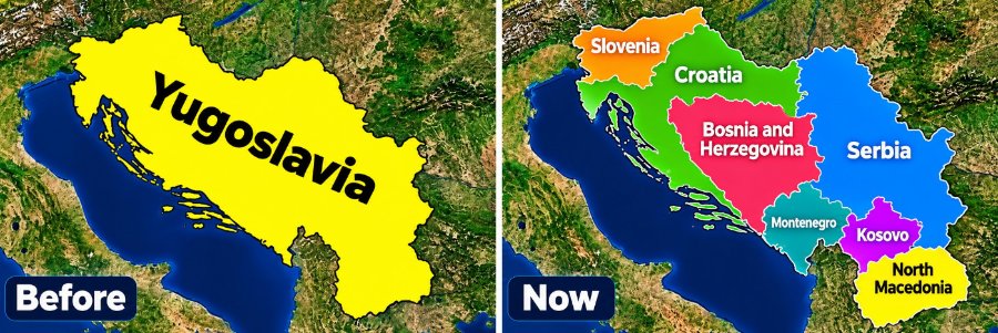 Yugoslavia Before Slovenia Croatia Bosnia and Herzegovina • Montenegro Now Serbia Kosovo North Macedonia