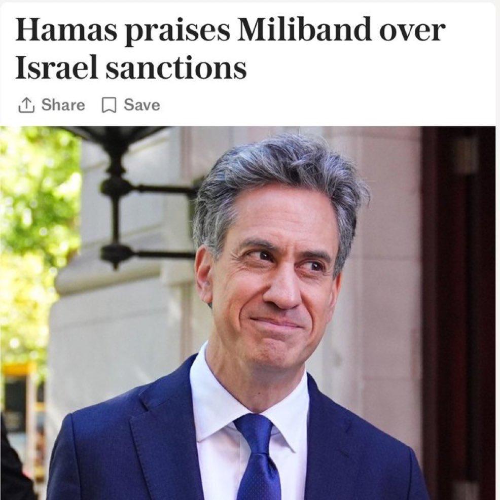 Hamas praises Miliband over Israel sanctions L Share Save