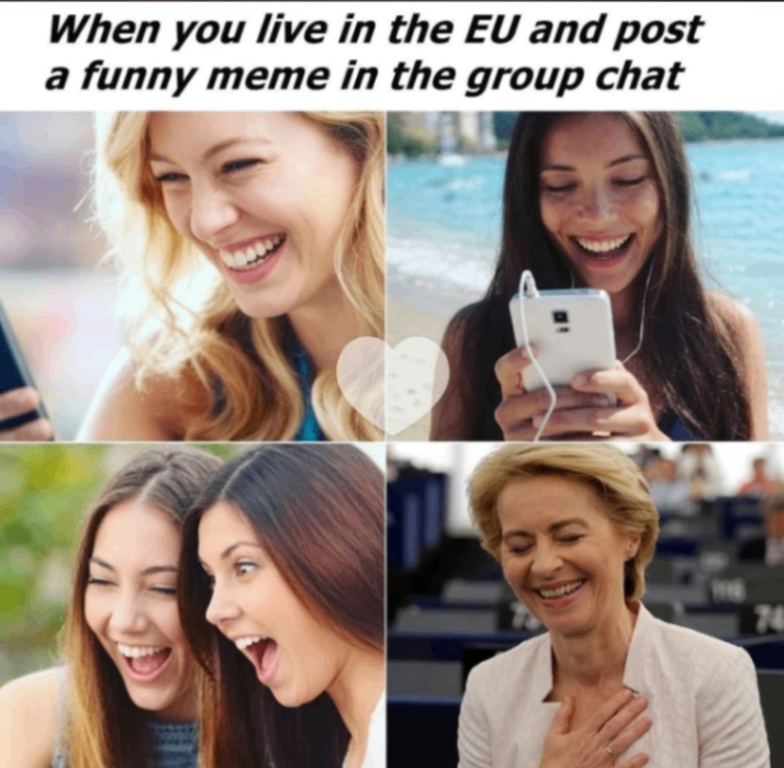 When you live in the EU and post a funny meme in the group chat