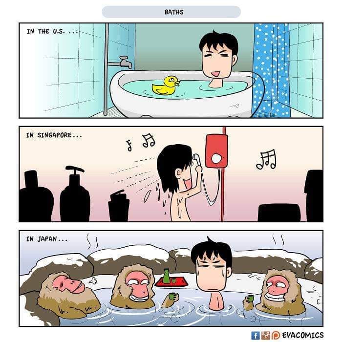 BATHS IN THE U.S. • IN SINGAPORE... IN JAPAN... P EVACOMICS