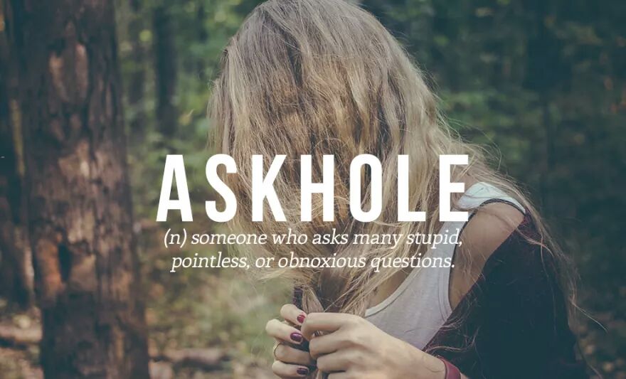 ASKHOLE (n) someone who asks many stupid, pointless, or obnoxious questions.