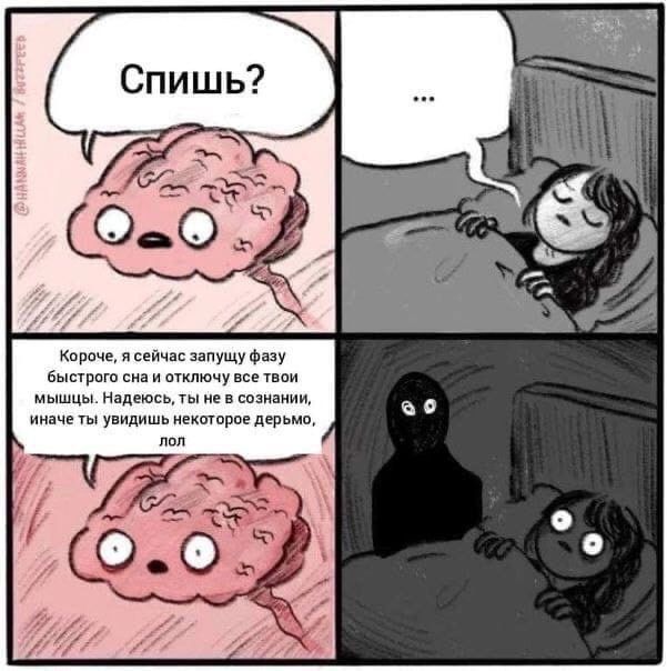 Спишь? Короче, я сейчас запущу фазу быстрого сна и отключу все твои мышцы. Надеюсь, ты не в сознании, иначе ты увидишь некоторое дерьмо, ЛОЛ