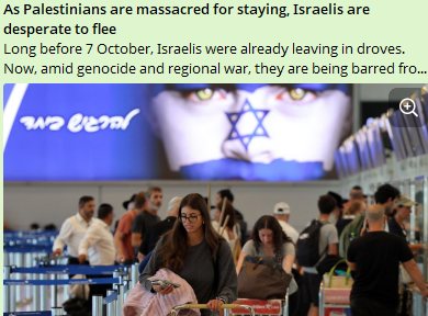 As Palestinians are massacred for staying, Israelis are desperate to flee Long before 7 October, Israelis were already leaving in droves. Now, amid genocide and regional war, they are being barred fro... t