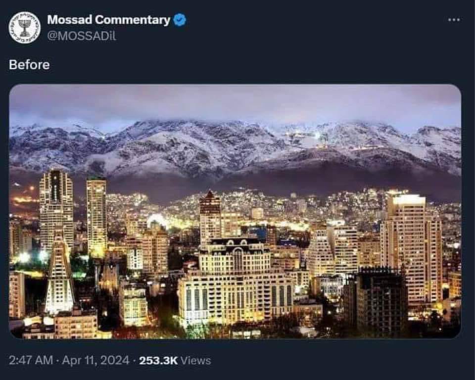Mossad Commentary @MOSSADiL Before 2:47 AM - Apr 11, 2024 - 253.3K Views