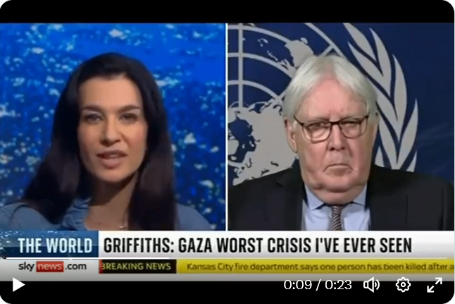 THE WORLD Sky new s.com GRIFFITHS: GAZA WORST CRISIS I'VE EVER SEEN BREAKING NEWS Kansas City fire department says one person has been killed after: 0:09/0:23